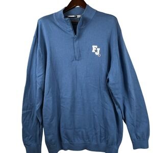 FootJoy Mens XL LONG Quarter Zip Golf Sweater Light Blue Country Club Classic
